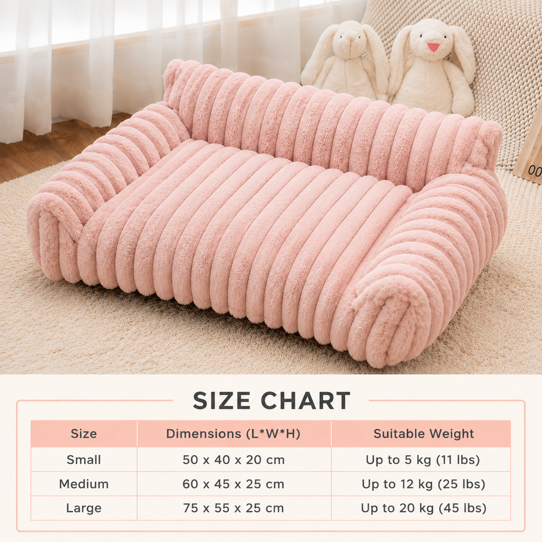Fluffy Cloud Pet Sofa Bed with Soft Bolsters &amp; Washable Cover