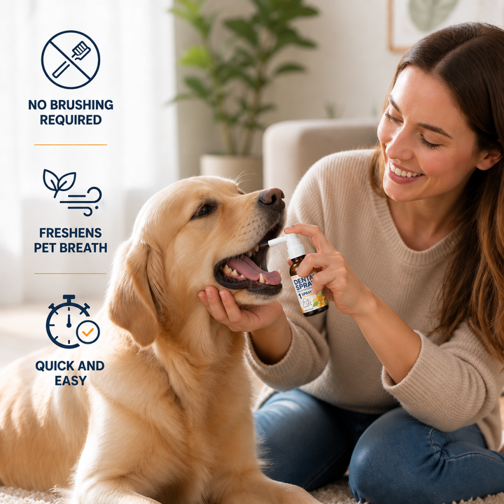 Brushless Tartar Control Dental Spray for Dogs – Helps Reduce Plaque &amp; Freshen Breath