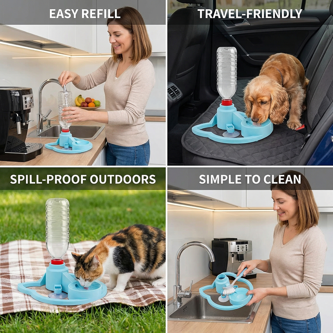 Automatic Pet Water Dispenser – No Power Required, Spill-Proof &amp; Travel-Friendly