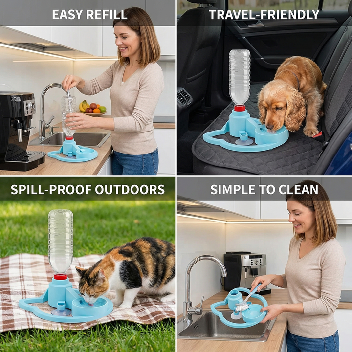 Automatic Pet Water Dispenser – No Power Required, Spill-Proof &amp; Travel-Friendly