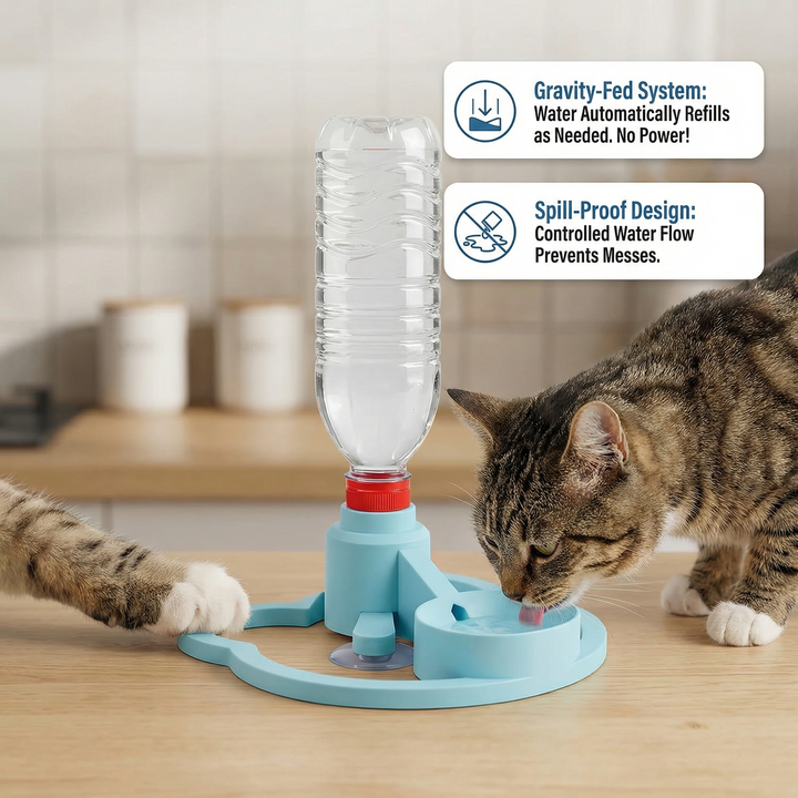 Automatic Pet Water Dispenser – No Power Required, Spill-Proof &amp; Travel-Friendly