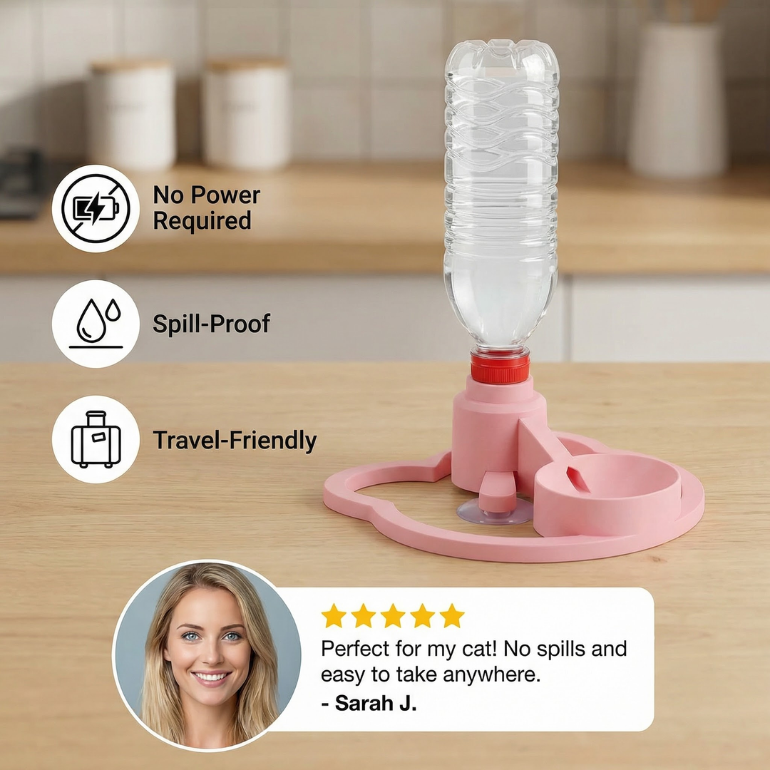 Automatic Pet Water Dispenser – No Power Required, Spill-Proof &amp; Travel-Friendly