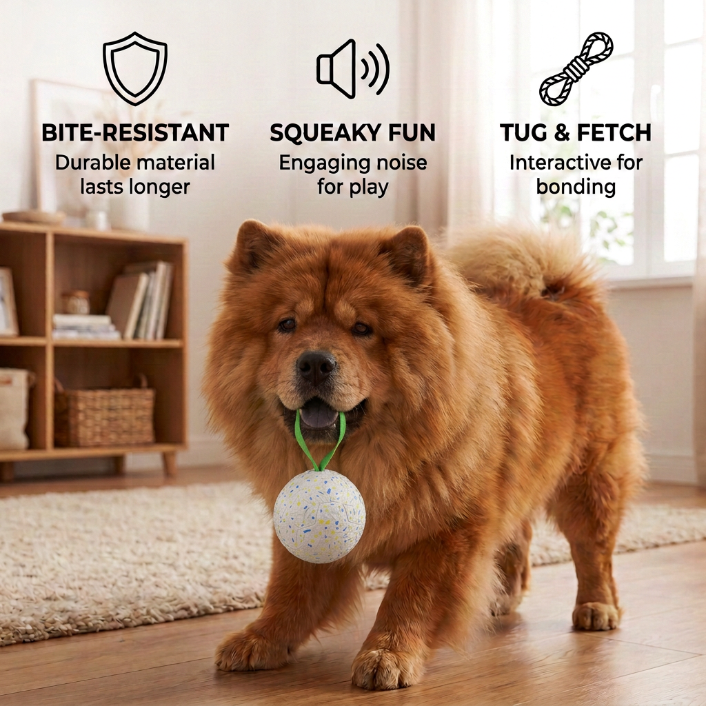 Indestructible Squeaky Dog Ball – Bite-Resistant Interactive Tug &amp; Fetch Toy