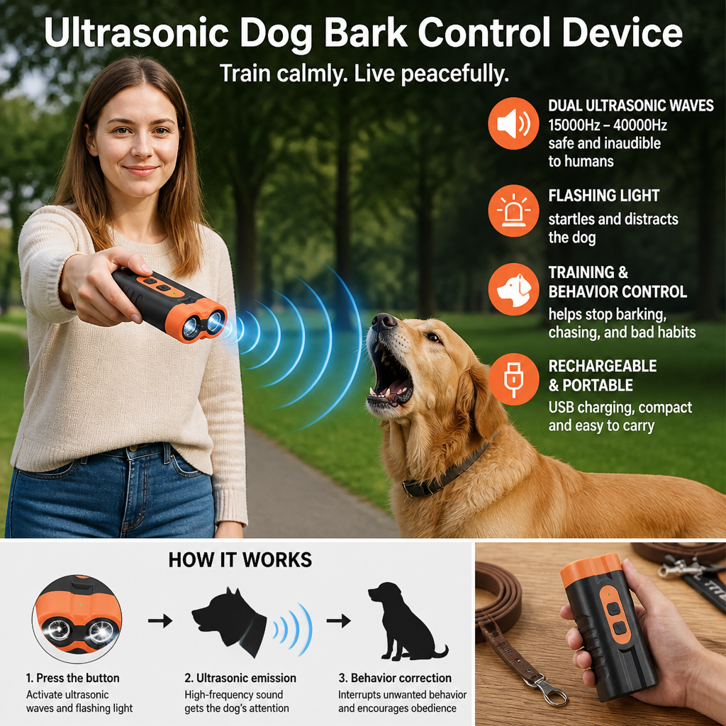 Ultrasonic Dog Bark Control Device – Portable &amp; Rechargeable