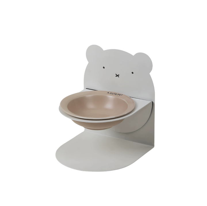 Magnetic Adjustable Elevated Ceramic Pet Bowl with Bear-Shaped Stand