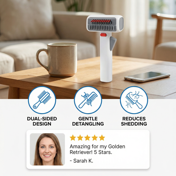 2-in-1 Pet Grooming &amp; Trimming Brush – Dematting &amp; Undercoat Comb for Long &amp; Short Hair