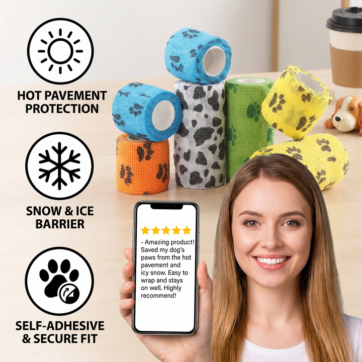 Self-Adhesive Pet Bandage Wrap for Hot Pavement &amp; Snow Protection