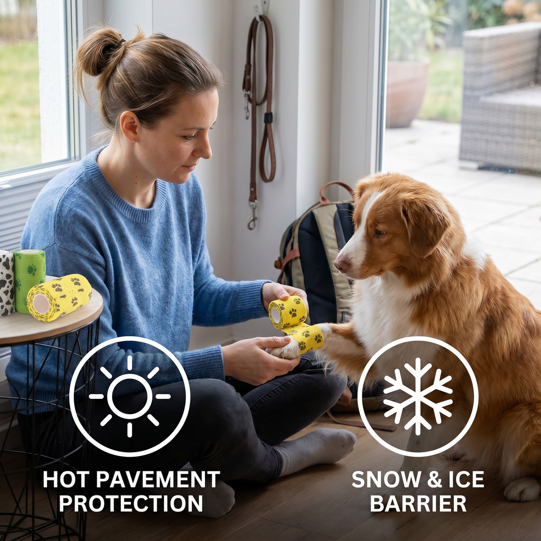 Self-Adhesive Pet Bandage Wrap for Hot Pavement &amp; Snow Protection