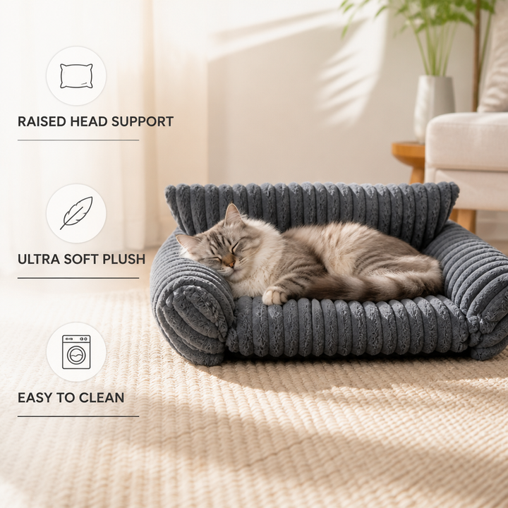 Fluffy Cloud Cat Sofa Bed with Soft Bolsters &amp; Washable Covers
