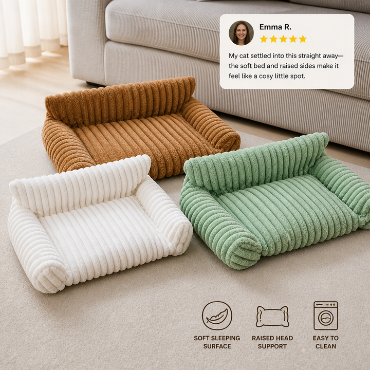 Fluffy Cloud Cat Sofa Bed with Soft Bolsters &amp; Washable Covers