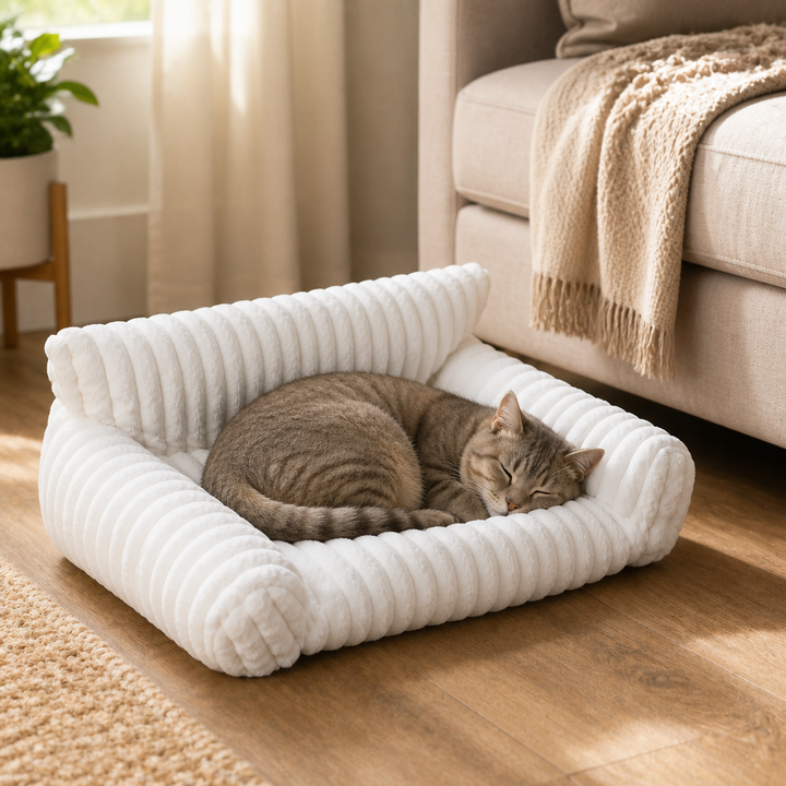 Fluffy Cloud Cat Sofa Bed with Soft Bolsters &amp; Washable Covers