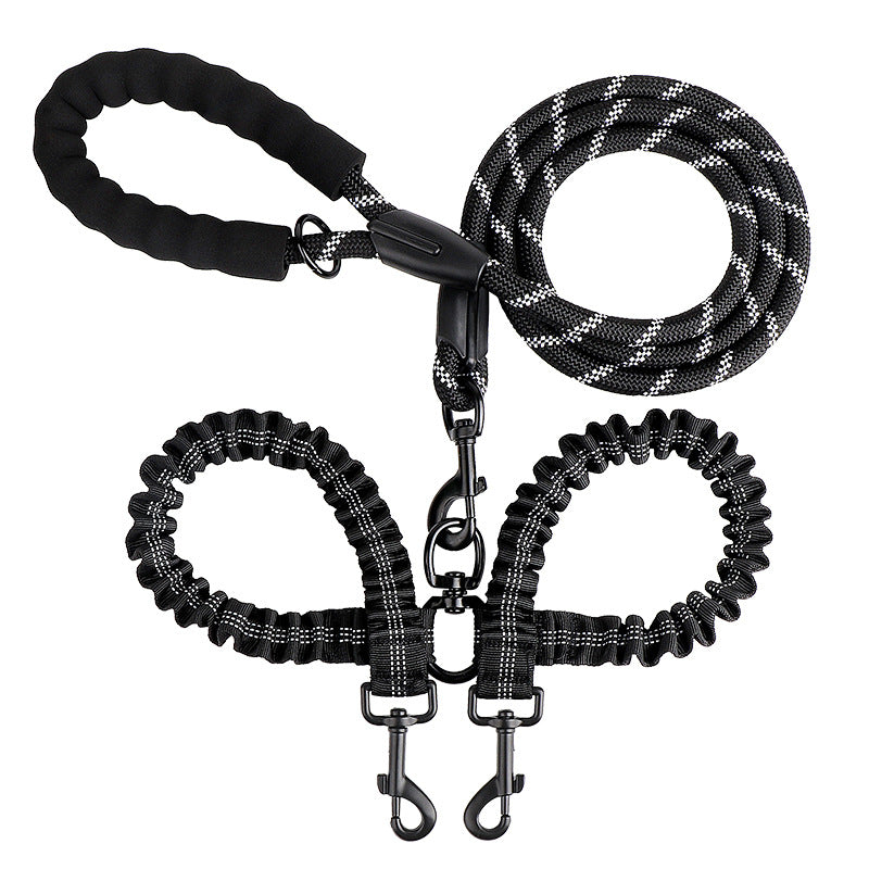 2-in-1 Double Dog Lead with 360° Swivel – Tangle-Free &amp; Shock-Absorbing