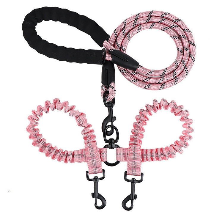 2-in-1 Double Dog Lead with 360° Swivel – Tangle-Free &amp; Shock-Absorbing