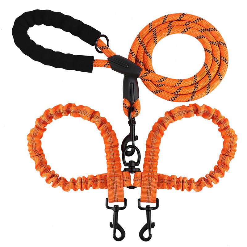 2-in-1 Double Dog Lead with 360° Swivel – Tangle-Free &amp; Shock-Absorbing