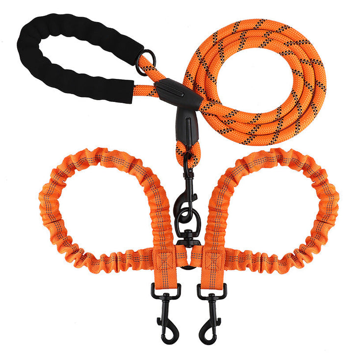 2-in-1 Double Dog Lead with 360° Swivel – Tangle-Free &amp; Shock-Absorbing