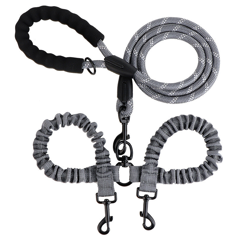 2-in-1 Double Dog Lead with 360° Swivel – Tangle-Free &amp; Shock-Absorbing