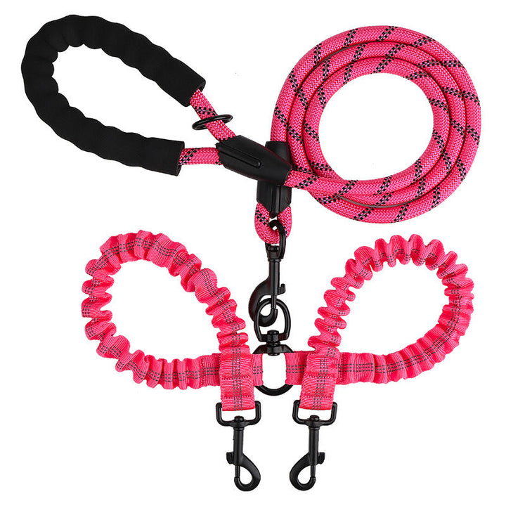 2-in-1 Double Dog Lead with 360° Swivel – Tangle-Free &amp; Shock-Absorbing