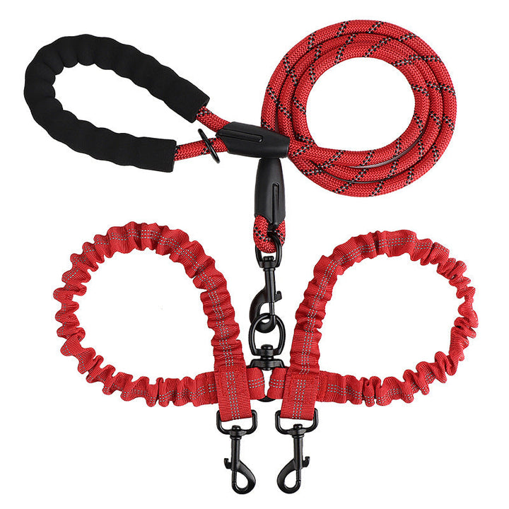 2-in-1 Double Dog Lead with 360° Swivel – Tangle-Free &amp; Shock-Absorbing