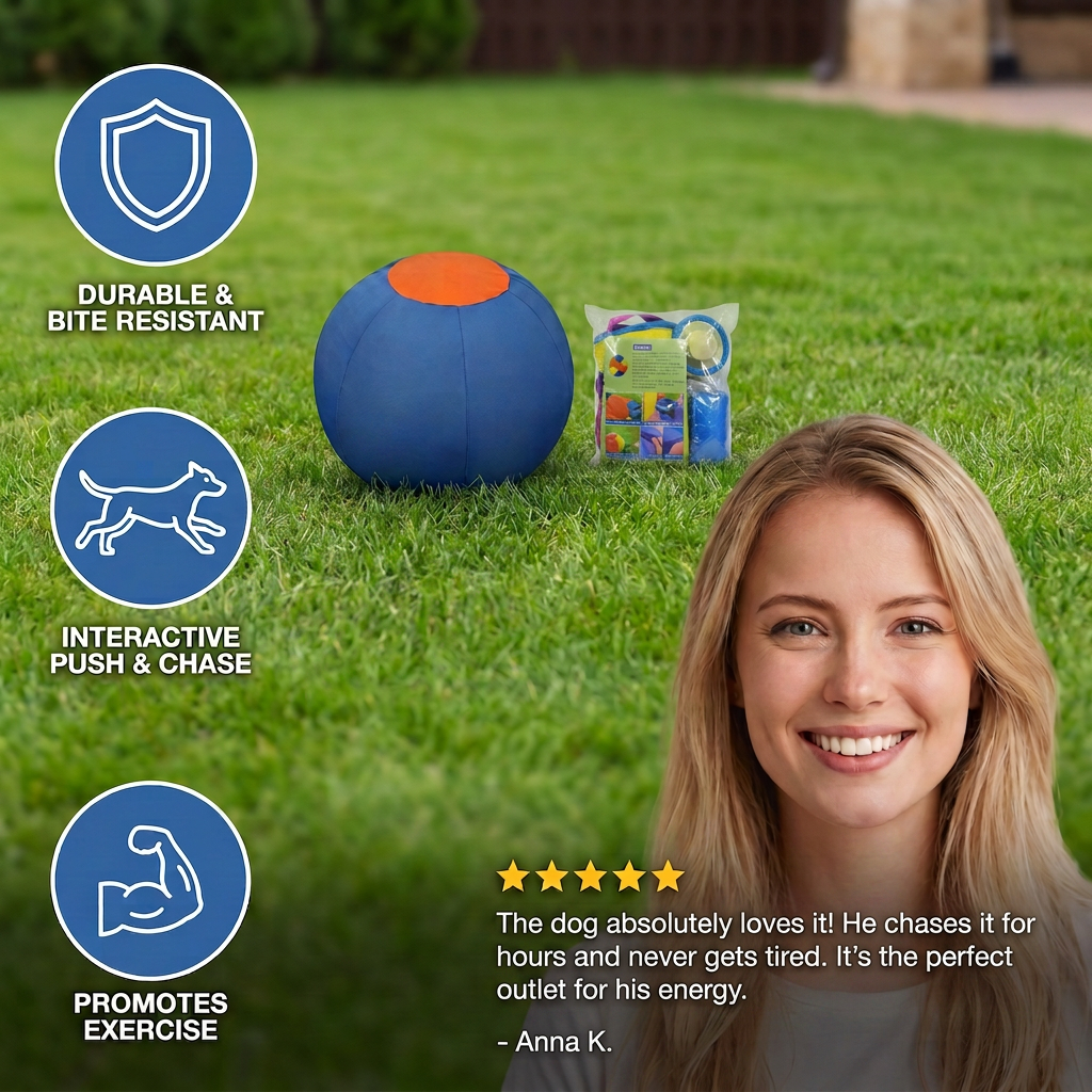 Inflatable Bite Resistant Herding Ball for Dogs – Durable Interactive Push &amp; Chase Toy