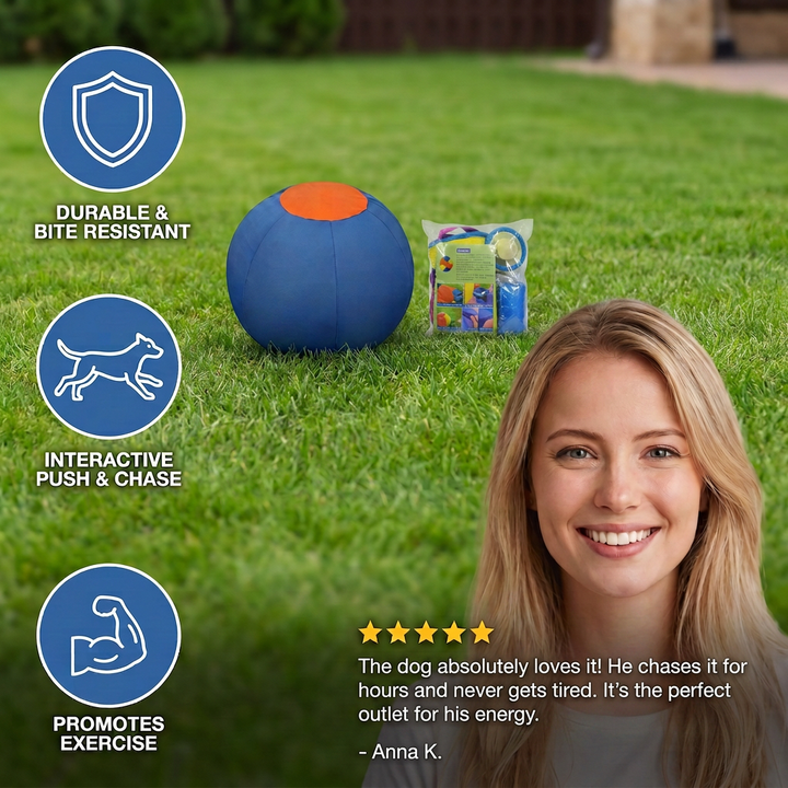 Inflatable Bite Resistant Herding Ball for Dogs – Durable Interactive Push &amp; Chase Toy