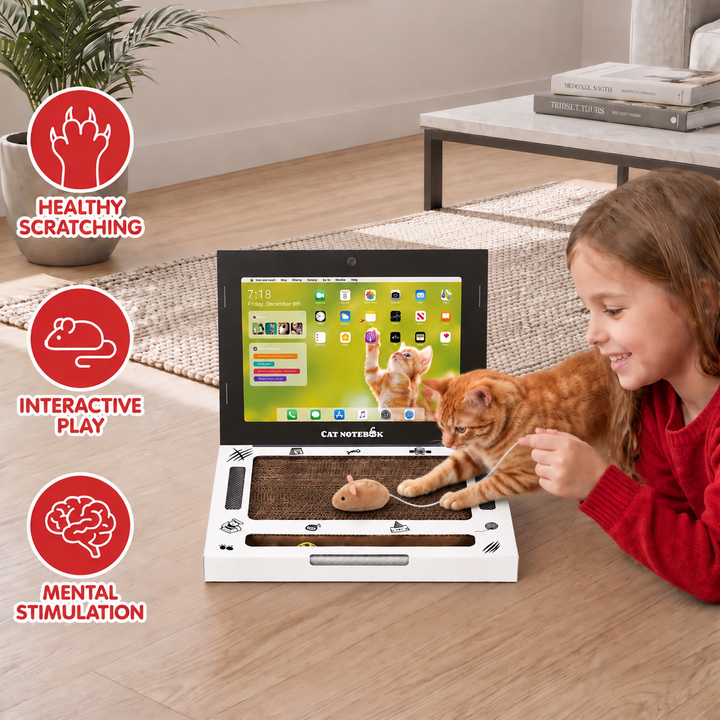 Cardboard Laptop Cat Scratcher &amp; Interactive Toy