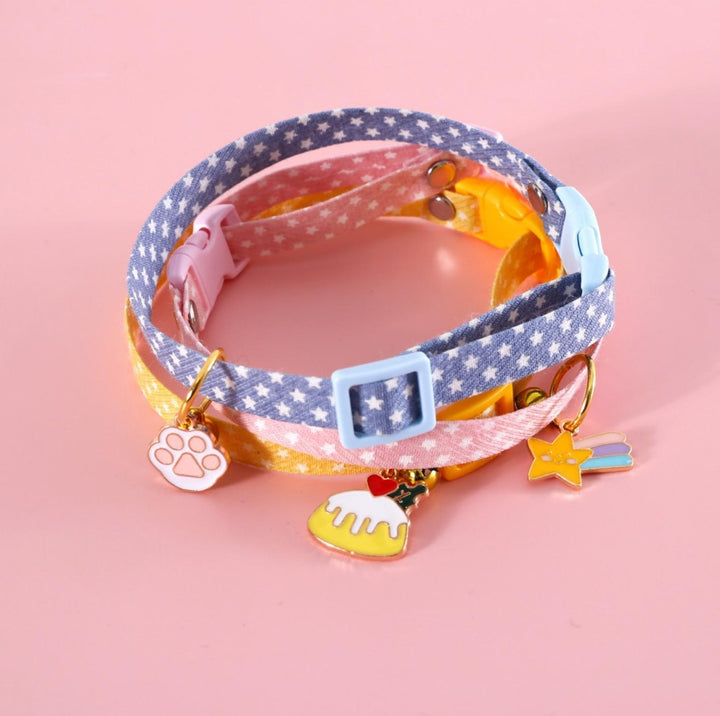 Adjustable Pet Collar with Lovely Charm and Copper Bell for Cats and Small Dogs