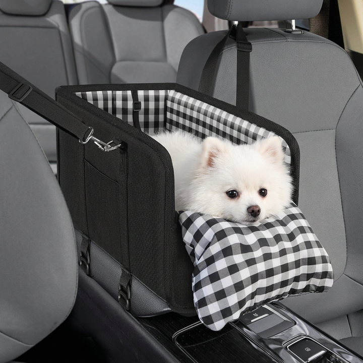 Safe Small Dog &amp; Cat Car Travel Carrier with Safety Leash &amp; Non-Slip Base