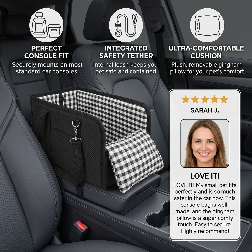 Safe Small Dog &amp; Cat Car Travel Carrier with Safety Leash &amp; Non-Slip Base