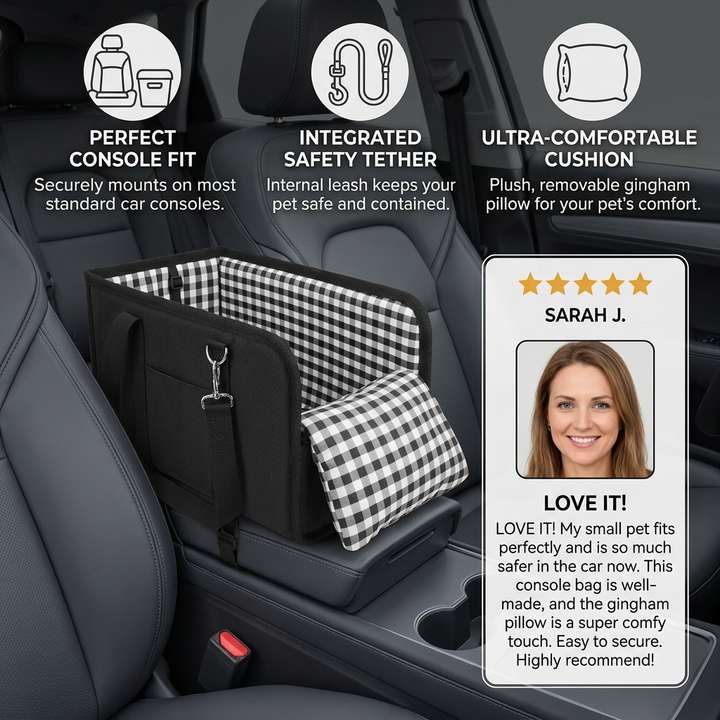 Safe Small Dog &amp; Cat Car Travel Carrier with Safety Leash &amp; Non-Slip Base