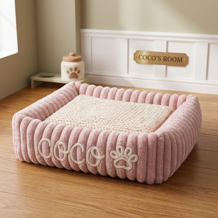 Personalized Fluffy Cloud Dog Bed with Soft Bolsters