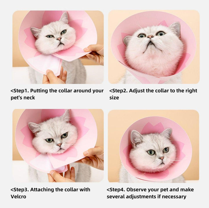 Cartoon Pattern Velcro E-Collar for Pet Recovery - Sizes S to L