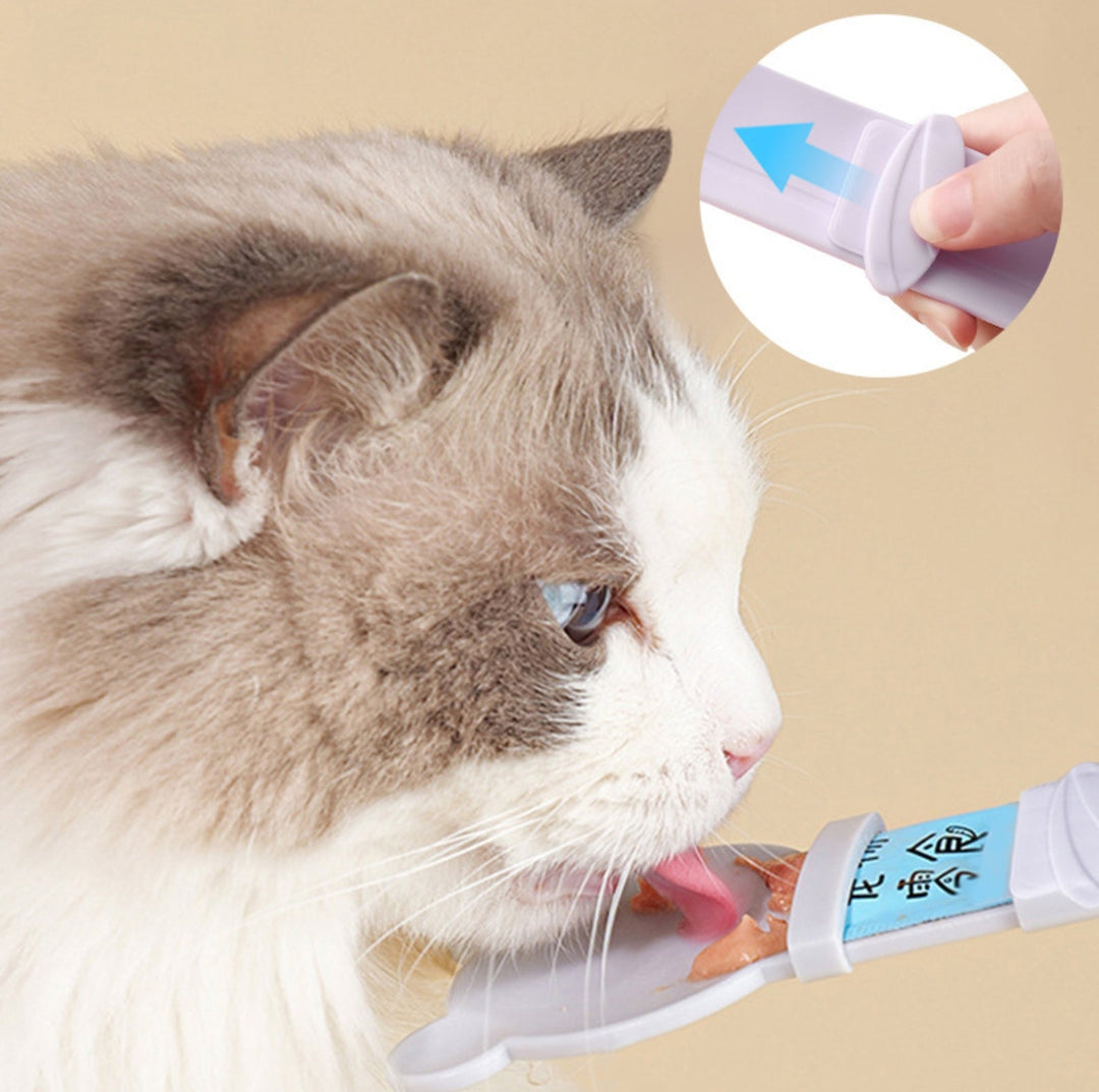 Cat Tube Treat Feeding Spoon – Mess-Free, Easy &amp; Fun Treat Time Tool