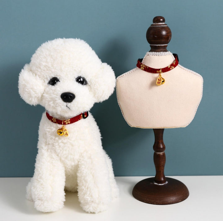 Chinese Style Adjustable Pet Collar with Engraved Pendants and Prints