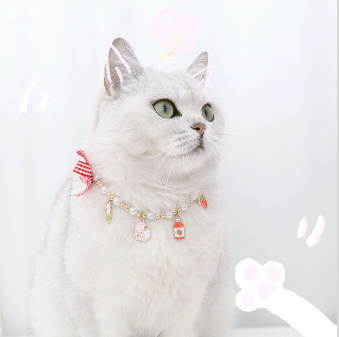 Cute Adjustable Ice-cream Strawberry &amp; Duck Pet Necklace
