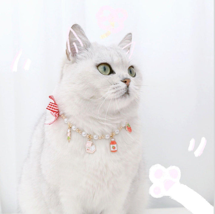 Cute Adjustable Ice-cream Strawberry &amp; Duck Pet Necklace