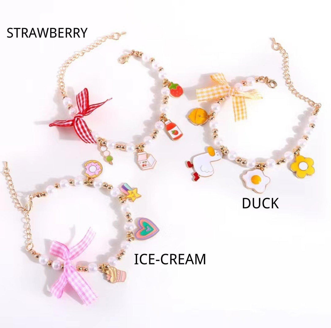 Cute Adjustable Ice-cream Strawberry &amp; Duck Pet Necklace