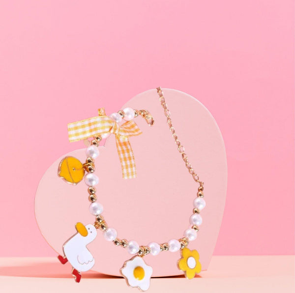 Cute Adjustable Ice-cream Strawberry & Duck Pet Necklace