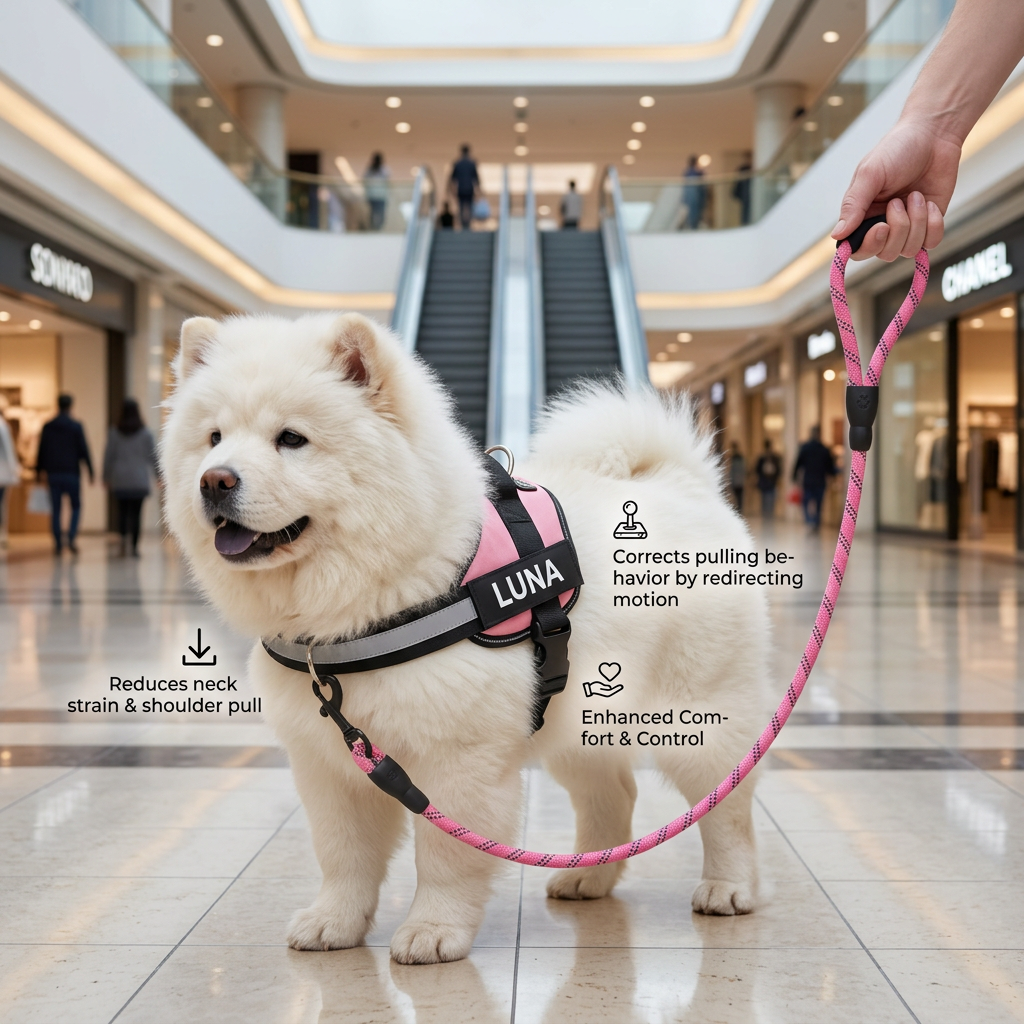 Personalized No-Pull Dog Harness with Front D-Ring – Designed for Neck &amp; Shoulder Relief