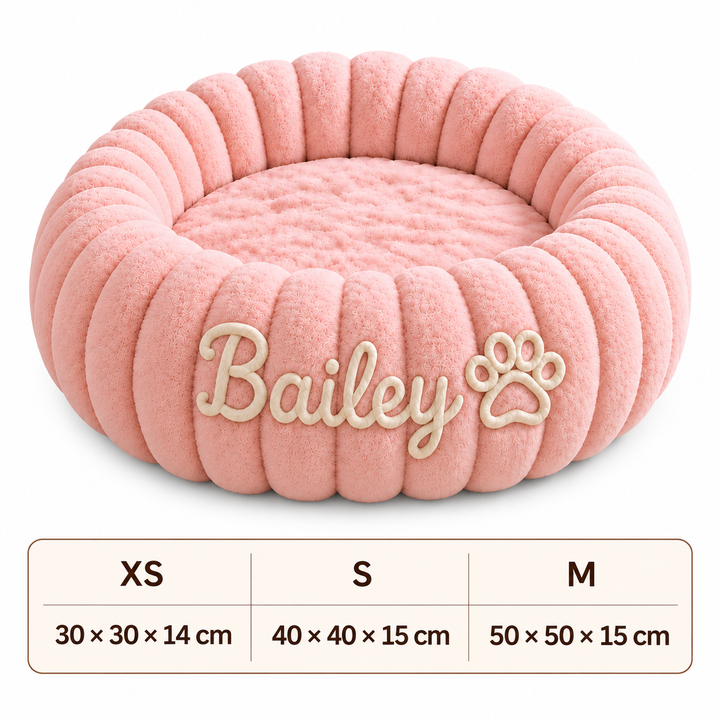 Personalized Round Fluffy CAT Bed
