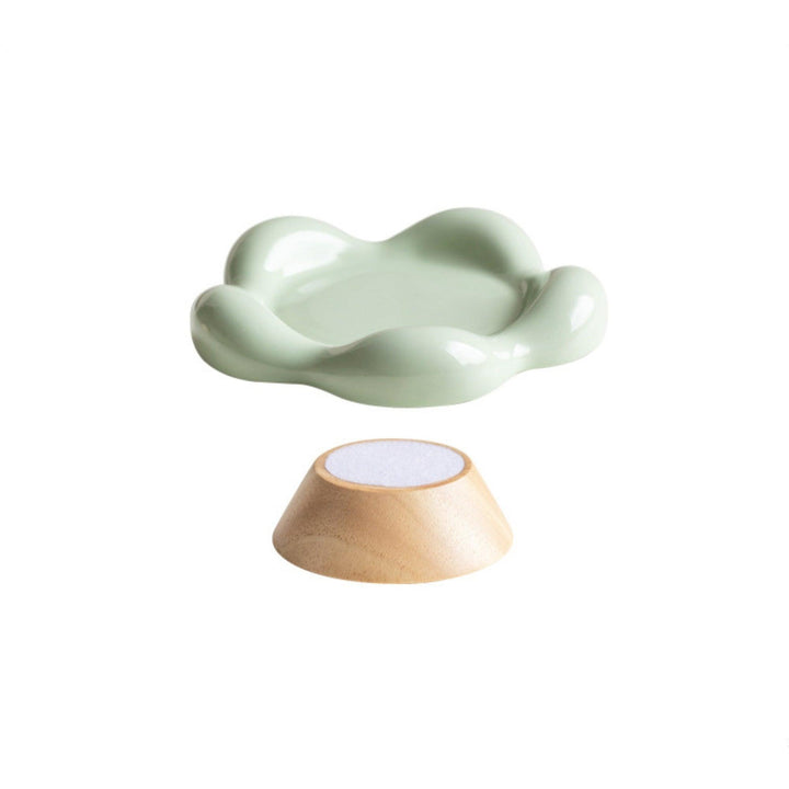 Flower-Shaped Ceramic Pet Food Plate Cat Bowl