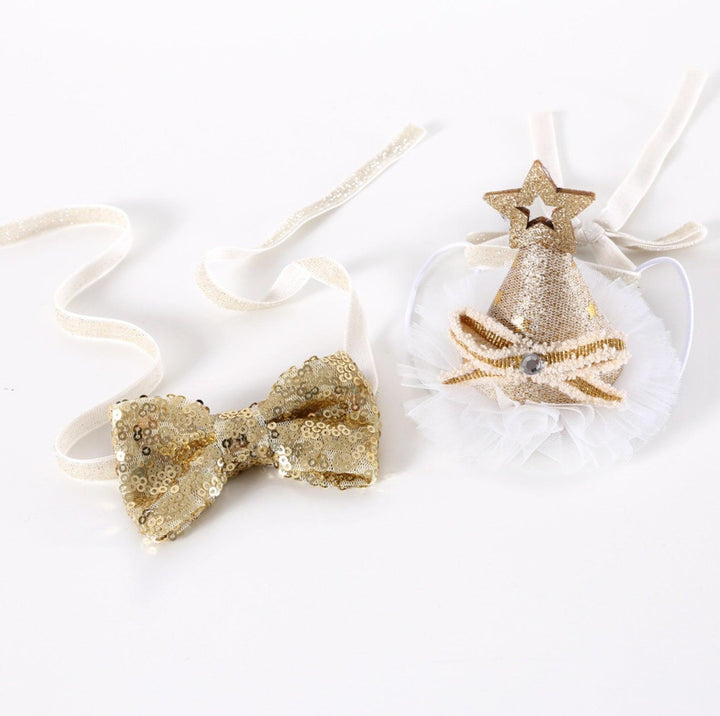 Glitter Birthday Accessory Set for Pets - Hat &amp; Collar