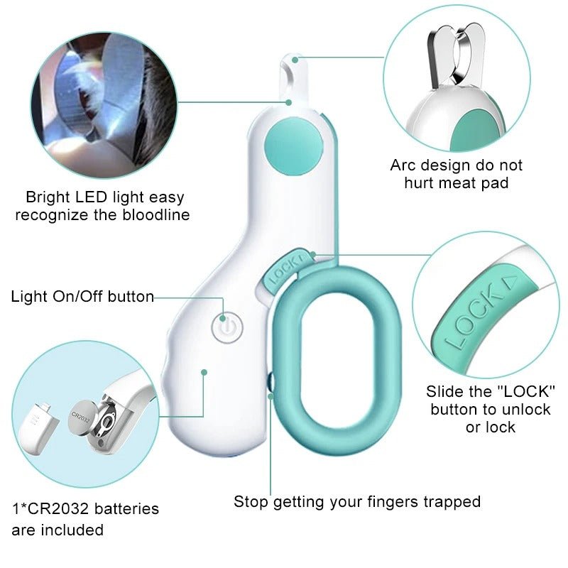 Professional Nail Clipper for Pets with Integrated Light