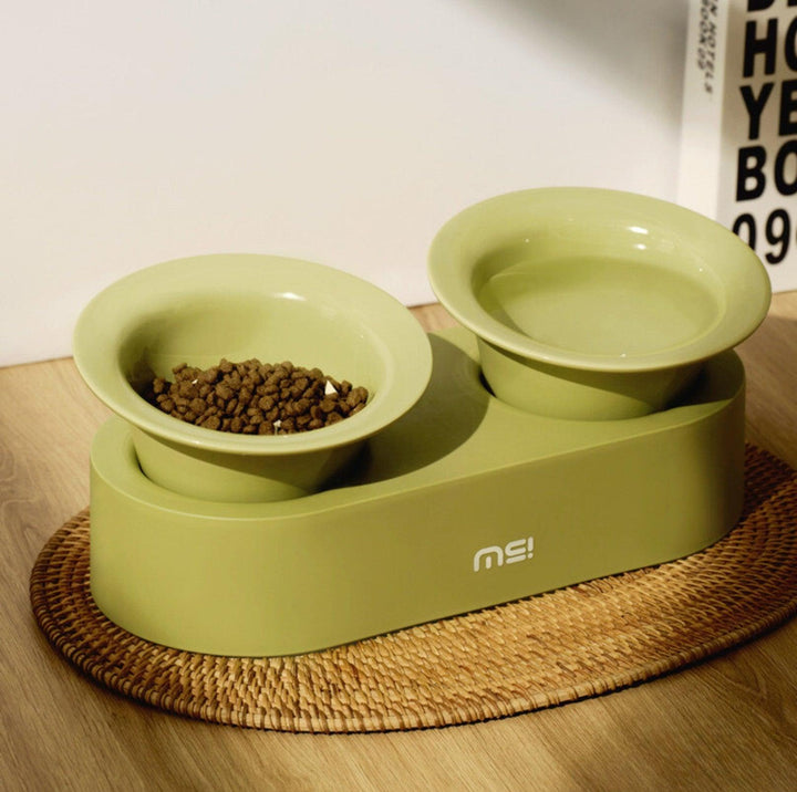 MAKESURE Jingle 2-in-1 Ceramic Pet Bowl Set for Food &amp; Water Cat Bowls