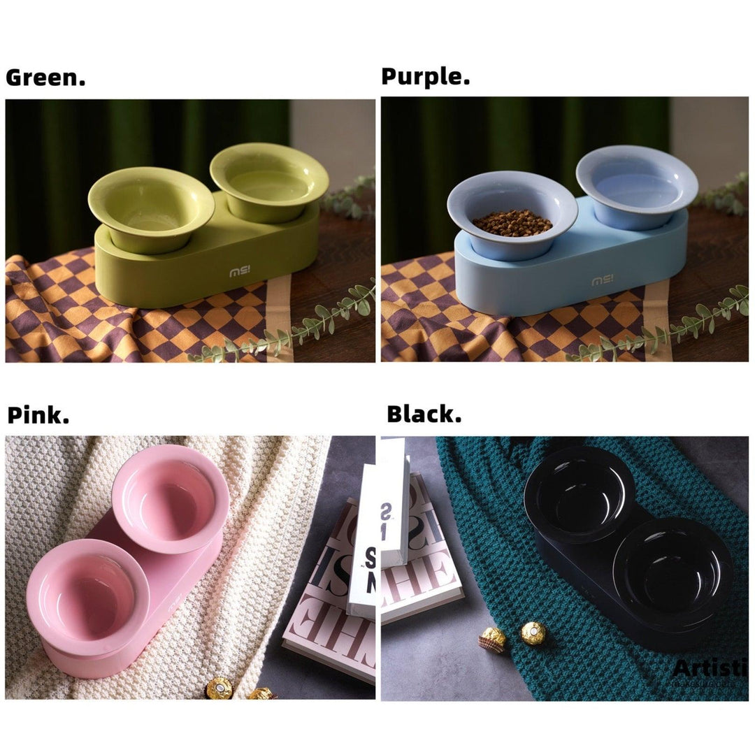 MAKESURE Jingle 2-in-1 Ceramic Pet Bowl Set for Food &amp; Water Cat Bowls