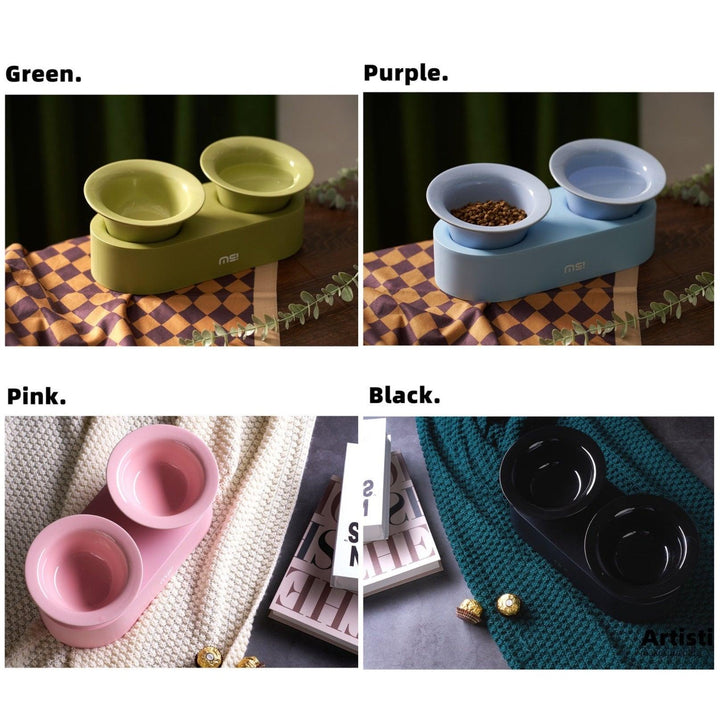 MAKESURE Jingle 2-in-1 Ceramic Pet Bowl Set for Food &amp; Water Cat Bowls
