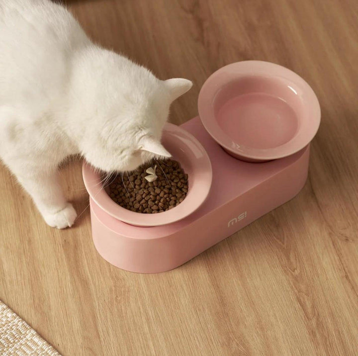 MAKESURE Jingle 2-in-1 Ceramic Pet Bowl Set for Food &amp; Water Cat Bowls