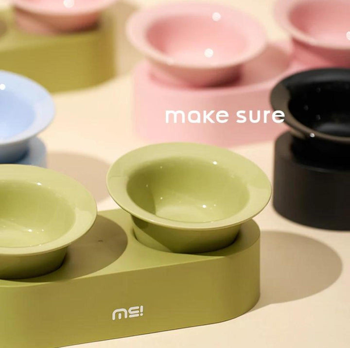 MAKESURE Jingle 2-in-1 Ceramic Pet Bowl Set for Food &amp; Water Cat Bowls