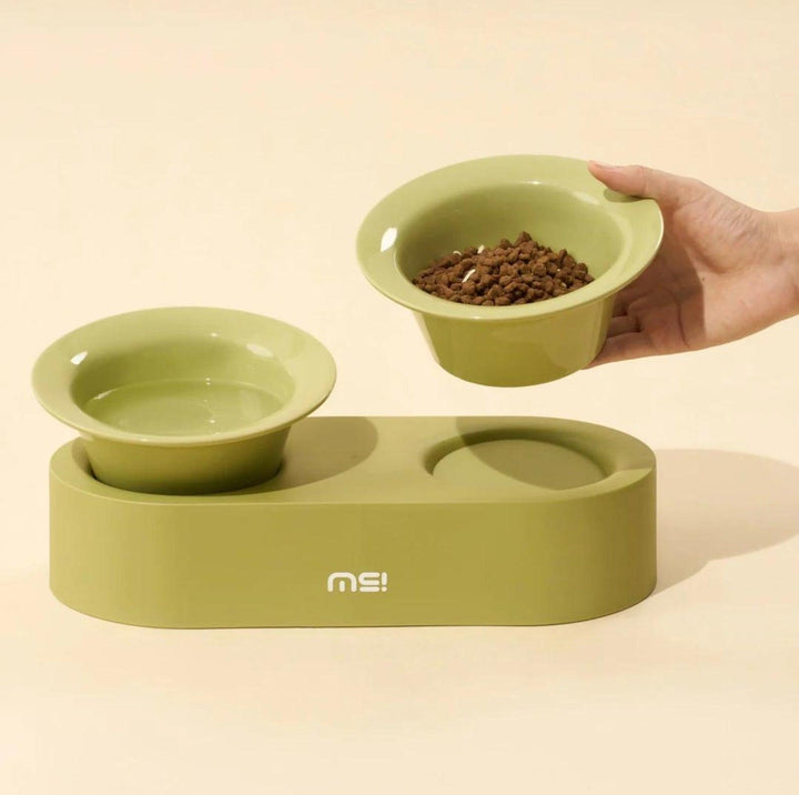 MAKESURE Jingle 2-in-1 Ceramic Pet Bowl Set for Food &amp; Water Cat Bowls