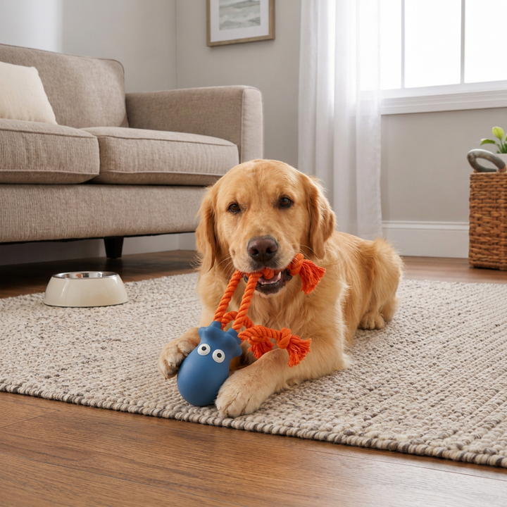Durable Floating Dental Latex &amp; Rope Dog Toy