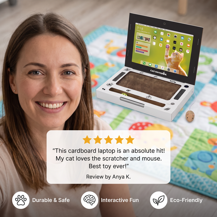 Cardboard Laptop Cat Scratcher &amp; Interactive Toy